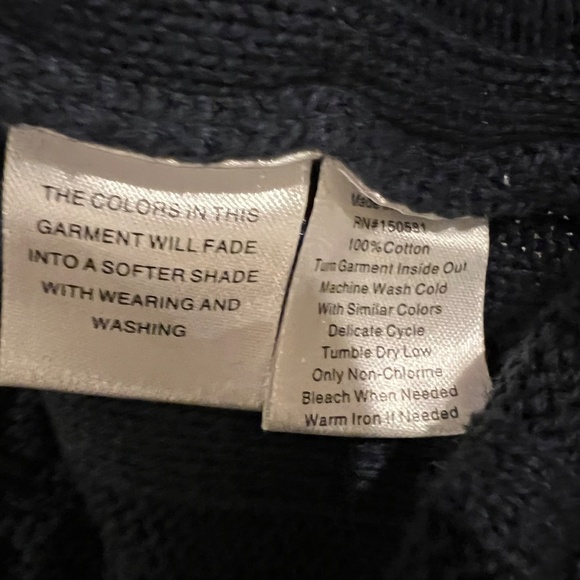 Flag Anthem Cardigan Extra Large Blue Cotton Cable Knit Shawl Collar Academia - Picture 7 of 7